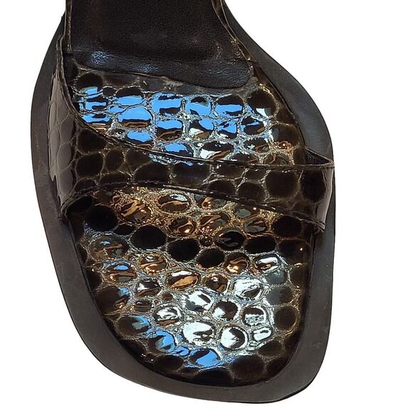 Vintage Seychelles Size 6 M California Block Heels Leather Black Animal Print - Picture 5 of 10